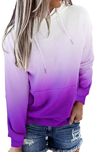 HVEPUO Indie Aesthetic Streetwear Tie Dye Hoddie Kpop Fashion Women Cute Clothes Wardrobe Fashion Made In Italy Oberteile Damen Elegant Farbverlauf Kapuzenpullover Lila S