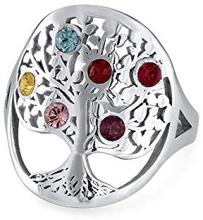 MYKA – Bague Arbre de Vie et Pierres de Naissance – Personnalisé Bijoux Pour Elle - Cadeau De Noël, Fête des Mères, Anniversaire