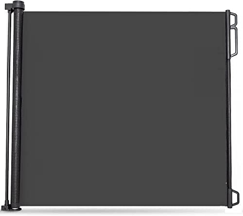 Callowesse Air Retractable Safety Gate 0-150cm, Roller Blind Style Stair or Door Gate for Baby or Pet, Easy One Handed Open Close, Secure Lock, Strong Mesh Material, Black, Narrow or Wide Openings