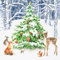 20 Servietten Tiere versammeln sich um Winterbaum | Reh | Fuchs | Hase | Tiere | Weihnachten | Winter | Tischdeko | Decoupage | Serviettentechnik 33x33cm