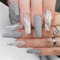 JUSTOTRY 24 Stück Coffin Nägel Zum Aufkleben Lang, Grey Glitter French Künstliche Nägel, Ballerina Marble Kunstnägel Press on Nails mit Nagelkleber, Fingernägel Fake Nails Medium für Frauen