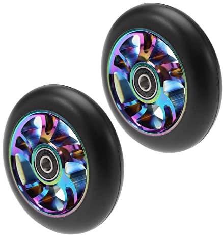 YINETTECH 2pcs Roues de Trottinettes 100mm Remplacement Compatible avec Rexco Compatible avec Vocul Etc. Roues de Rechange pour trottinettes Pro Stunt