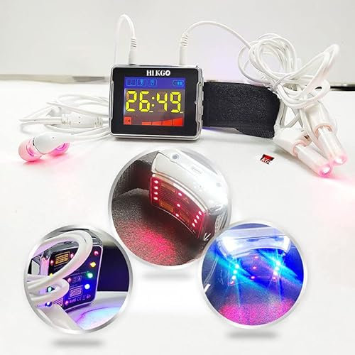 Red LLLT Treatment Wristband, Thanksgiving Gifts for Middle and Aged LLLT Therapy Wrist Watch with Ear and Nose Port