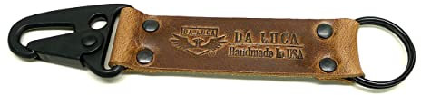 Da Luca Made in USA Leder V2 Schlüsselanhänger (PVD) Essex Dublin Chromexcel Shell Cordovan Horween Leder, Natürliches Chrom, 4.75 L x 1 W x .25 D