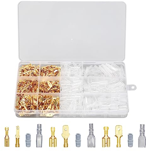 JOYELEC 520 Pezzi Capicorda Terminali in Rame da Crimpare Connettori Elettrici Piatti Kit, Maschio Femmina per Auto Cavi Elettrici - 2,8 mm 4,8 mm 6,3 mm