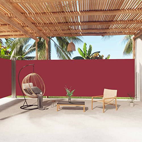 JUNZAI Seitenmarkise Ausziehbar, Windschutz Terrasse, Balkon Windschutz, Balkon Sichtschutz, Sichtschutz Zaun, Sichtschutzzaun, Markise Balkon, Sichtschutzwand, Rot 200x1000 cm