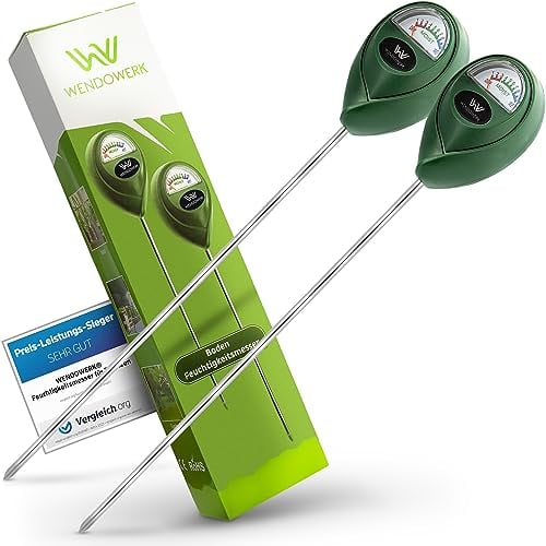 WENDOWERK® [2 Stück Extra Langer Boden Feuchtigkeitsmesser für Pflanzen 40CM [Grün/Grün] - Ohne Batterien - Verbessertes Feuchtigkeitsmessgerät Pflanzen [2025] – Premium Bodentester