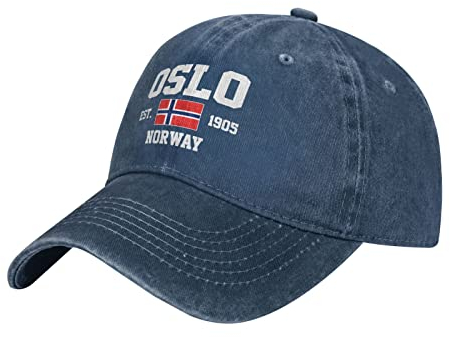 IUBBKI Washed Denim Norway Est.1905 Oslo Baseball Cap Herren Marine Vintage Baumwolle Hut Unisex Trucker Hüte, Siehe Abbildung, L-3XL