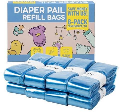 8 x Nachfüllpackung Windelfresser aus Kunststoff, kompatibel mit Tommee Tippee - Foppapedretti - Litter Locker - AngelCare achteckig und mit allen Arten von Nachfüllpackungen Windelfutterbeutel (8)