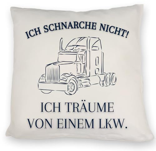 speecheese LKW Kissen mit Spruch Ich schnarche Nicht Ich träume von einem LKW lustiges Schnarchen für Männer DekoKissen Motiv Opa bedrucktes Geburtstag Spruch Traum