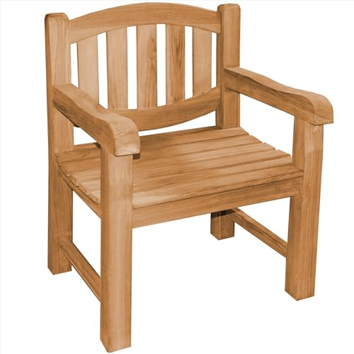 Teako Design XXL Gartensessel Teak Bergamo Massivholz extra stark, Wetterbeständige Gartenmöbel, FLEGT-Lizenziertes Teakholz, Robuste Outdoor Möbel, Gartensessel mit einzigartiger Patina