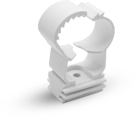 DOJA Barcelona | Kunststoff-Rohrschellen | Packung 20 | Rohrhalterung 15mm bis 18mm | Weißer Rohrclip | Sanitär Werkzeug | Für Kabelorganisation, Kunststoffschellen, Wasser-Gas-Rohr, Wasserrohr