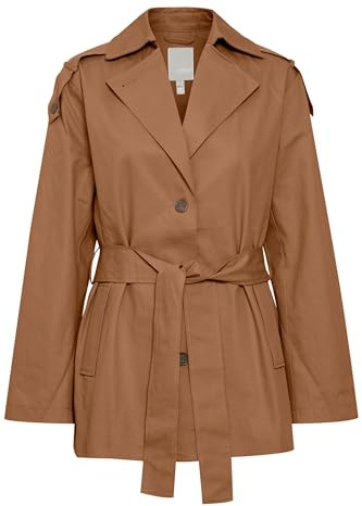 fransa FRNINA Damen Jacke Übergangsjacke Kurzjacke Umlegekragen 100% Baumwolle Oversize, Größe:S, Farbe:Coca Mocha (181019)
