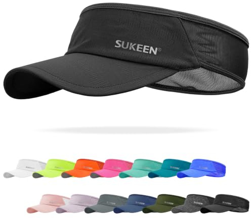 Sukeen Sports Sun Visor Men Women Lightweight Packable Cooling Stretchy Visor Hat for Running, Tennis, Golf