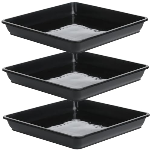 LAANCOO Soucoupe végétale, soucoupes de Pot de Plantes 3 pc 11,8x11,8 Pouces Plate-carré Plante Plateau Plante Durable Plateau d'eau de Plante pour Les Fleurs de bonsaï.