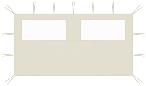 ZEYUAN Pavillon-Seitenwand mit Fenstern, Seitenteile Pavillon, Partyzelt Seitenteile, Seitenwände Für Pavillon, Pergola Seitenwand, 4x2 m Creme