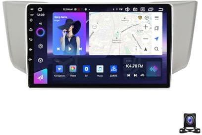 Doppel DIN Radio Mit Navi, 9 Zoll Touchscreen, 2 Din Autoradio MP5 Player Für Lexus RX-300 RX350 RX400H 2003~2009 Unterstützt BT, Radio FM/RDS, DSP, Carplay/Auto, Lenkradsteuerung,8 core nf5 4g+64g