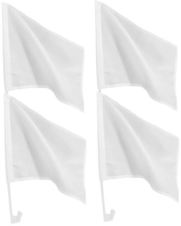 JECOMPRIS Blanko-Autoflagge Blanko-Flaggen: 4 Stück Kleine Mini-Flaggen In Schlichtem Zum Selbermachen Werbung Solide Weiße Autofenster-Fahrzeugflagge Auto-Fahnenmast 45 7 Cm