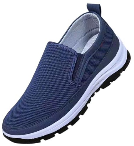 AZMAHT Zapatillas Hombre sin Cordones Zapatos pies Anchos Hombre Zapatos para Pies Hinchados Hombre Calzado Ligero Zapatillas para Correr Transpirables,Azul,42/260mm