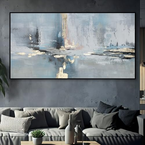 Belunara® Ölgemälde auf Leinwand Stille Reflexion - Abstrakte Bilder - Ölbilder auf Leinwand handgemalt - Bilder abstrakt modern