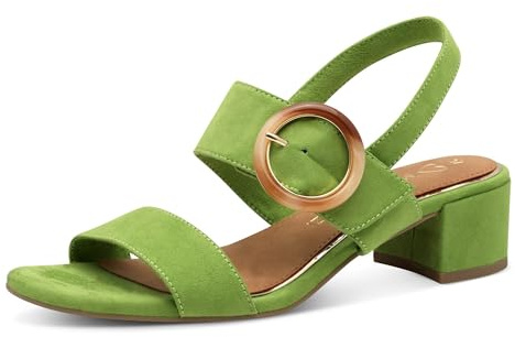 MARCO TOZZI Damen Sandalen mit Absatz mit Klettverschluss Blockabsatz, Grün (Apple), 40 EU