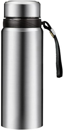 Borraccia termica sottovuoto, grande capacità, in acciaio inox 304, a doppia parete, per caffè, tè e acqua (argento, 590 ml)