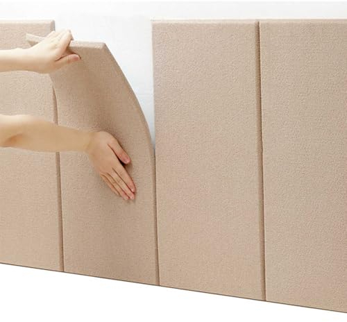 HLTQL Wandkissen Bank、Wandpaneele Stoff、Wandpaneele Selbstklebend Kopfteil Bett、Wandpolster Samt、Polsterelemente、Gepolsterte Wandpaneele Bett(#Champagne)