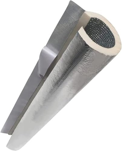 95cm Isolante per Tubature Coppelle in Lana di Roccia con Alluminio Guaina Isolante in Gomma ID 22 27 34 43 52 65 76 90 114mm per Tubi dell'Acqua All'aperto, Rubinetti(22mm*15mm*0.95m)