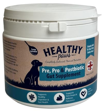 HAPPYPET Pre, Pro & Postbiotic Gut Supplement Natural Ingredients 500g | Pre, pro & postbiotic gut supplement – natural, grain & gluten free for healthy digestion, immunity, skin & coat, 500g