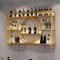 GWWBD Vetrina Espositore Bar,Porta Bottiglie di Vino da Parete Industriale Angolo Bar per Casa Moderno Mobile Bar per Casa Salotto Mensola Bar Sospesa(Size:140 * 15 * 80cm,Color:Oro)