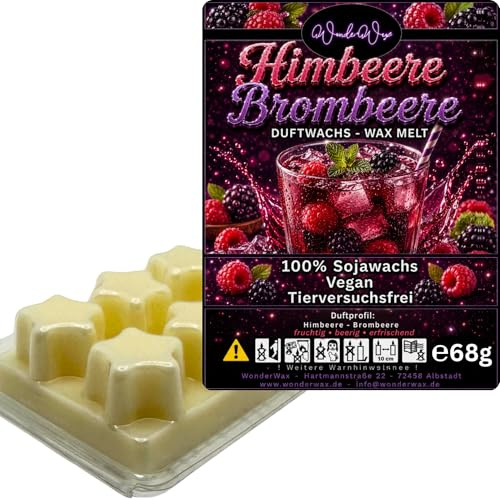 WonderWax® Duftriegel 6 x Duftwachs Sterne Weiß Himbeeren & Brombeeren | Farbe: Weiß | Raumduft für Duftlampen, Wax Melt, Sojawachs, Indoor Duftöl Wachs schmelzen für Aromalampe