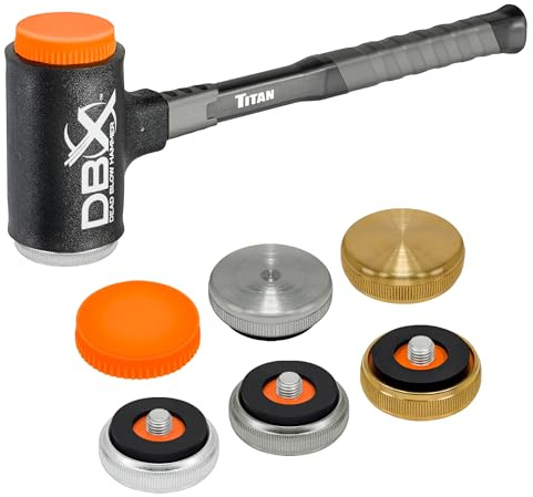 Titan DBX 63634 28oz Dead Blow Hammer Set with Interchangeable Polyurethane, Steel, Aluminum, and Brass Striking Faces