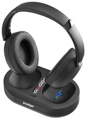 Casque TV sans Fil pour Seniors, avec Station de Charge Et éMetteur, Confortable, Longue DuréE de Vie de la Batterie, RéGlage Facile Du Volume, IdéAl pour Les Personnes âGéEs Qui Regardent la TV