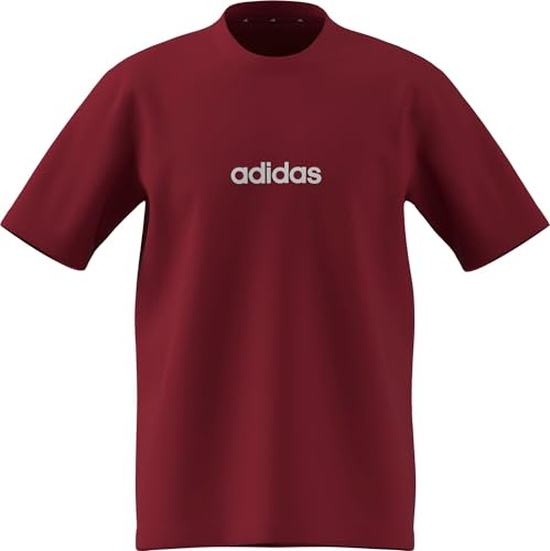 adidas Herren Essentials Linear Single Jersey Tee, Active Maroon/White, M