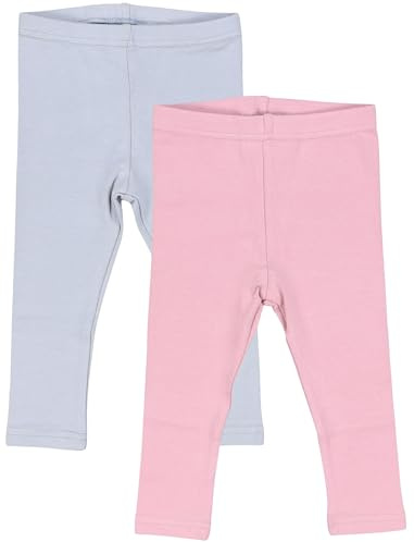 TupTam Baby Mädchen Leggings Lang – 2er Pack – Weiche Baumwollhose in Pastellfarben – Blickdicht & Bequem, Farbe: Grau/Altrosa, Größe: 86/92