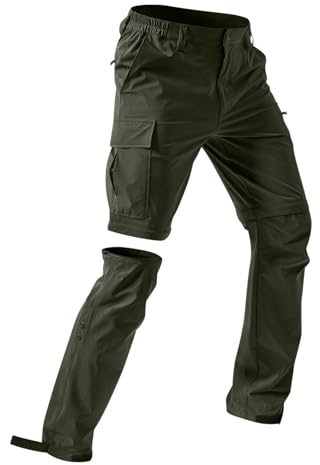Mrat Mens Hiking Cargo Trousers Zip-Off Pants Convertible into Shorts Waterproof Outdoor Fishing Trousers Quick Dry Stretch Walking Pant Lightweight Breathable Bottoms Travel Safari Running Camping