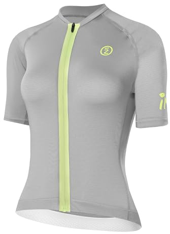 INBIKE Damen Radtrikot Kurzarm Sommer Kurz Geschnitten Atmungsaktiv Elastisch Reflektierend Rutschfestes Saumband Komfort-Stretch Fahrradtrikot MTB Rennred Trikot