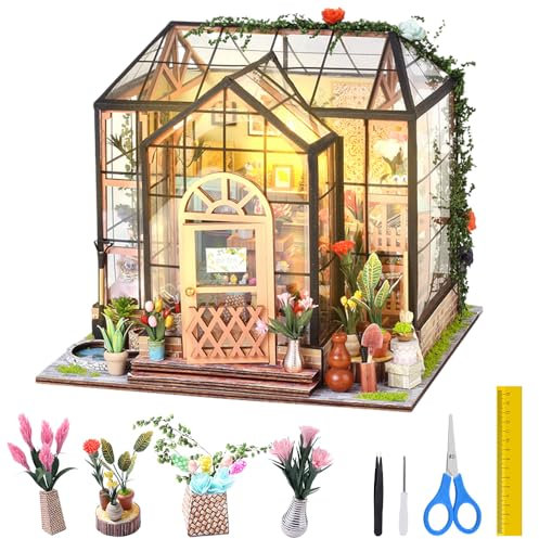SGZIOO Miniature da Costruire Serra, Diy Miniature House, Casa in Miniatura con Luce LED, Mobili e Strumenti, Mini Kit Casa Fatta a Mano da Costruire, Regali Creativi per Adulti e Bambini dai 14 Anni