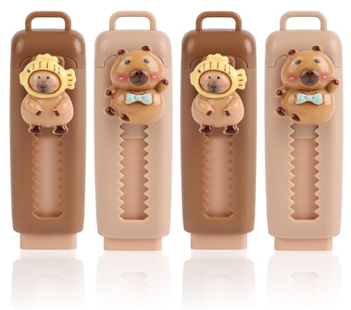FloralGrace 4 pezzi Capybara retrattile Eraser, Capybara Eraser con ricariche, gomma retrattile per bambini, studenti