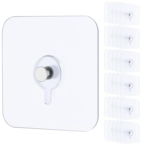 Uniclife 10 Pcs Self Adhesive Picture Hooks 18 kg Load Heavy Duty Picture Hangers Without Nails Adhesive Wall Hooks for Hanging Transparent Waterproof Frame Hangers Sticky Hooks for Bathroom Kitchen
