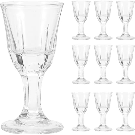 ULTECHNOVO 10 Piezas Vasos Pequeños De Licor De Vidrio Copas Para Vino Y Whisky Tazas De Tequila Para Degustación Diseño Vintage Transparente Para Fiestas Y Bar