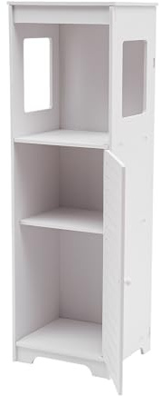TCICOP Badezimmerschrank 28x25x90 cm Badezimmermöbel, Badezimmerschrank Schmal 4 Stockwerke Kleiner Schrank Jede Schicht Trägt 2,5 kg Weiß, Geeignet für Badezimmer und Toilette