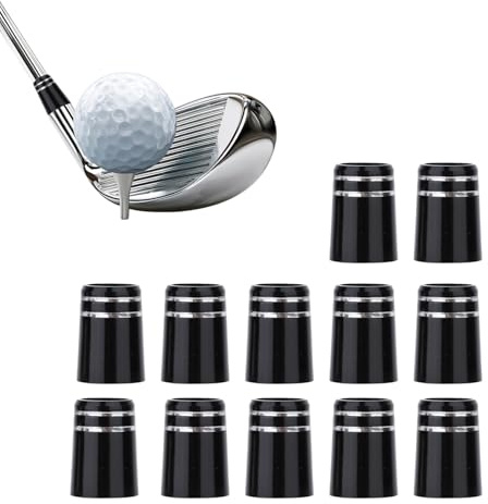 lasuroa 370 Golf Tapered Ferrules, Black Golf Club Shaft Ferrules with Single Silver Ring Golfing Shaft Builder Accessories for All Iron Shafts