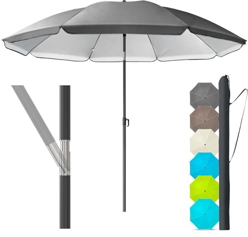 4smile Sonnenschirm Strand Ø 200 cm, Anthrazit, Sonnenschirm Balkon | Strandschirm windfest stabil, Balkonschirm mit Hülle & höhenverstellbarem, UPF 50+ uv schutz, Gartenschirm für Terrasse