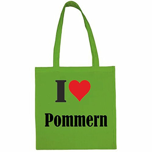Reifen-Markt Tasche I Love Pommern Größe 38x42 Farbe Grün Druck Schwarz