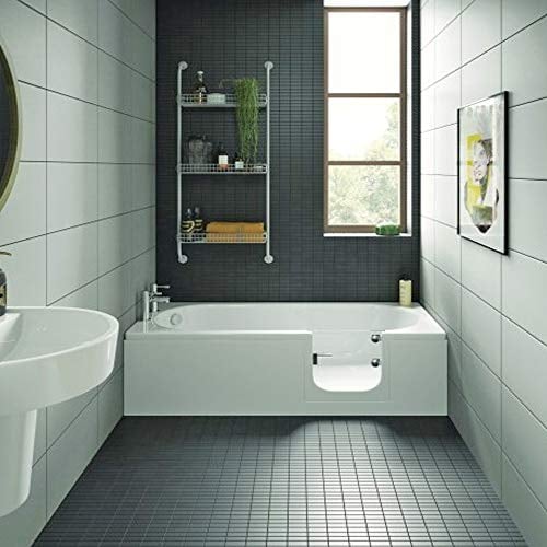 Badewanne mit Tür, Seniorenbadewanne 150x70x51cm mit Wannenschürze und Ablauf/Sifon, Ausführung Rechts