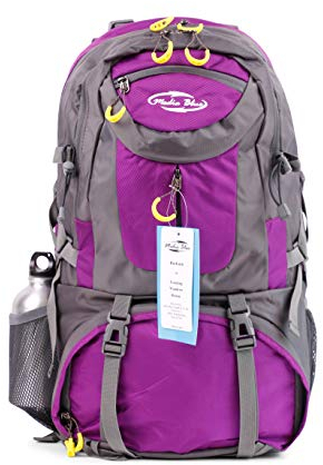 Mediablue 50L Bergsteigen Backpack Outdoor Leicht Rucksack Klettern Wanderrucksack Reise Sport Tagesrucksack Camping Trekkingrucksack Fahrrad (Violett, 50 Liter)