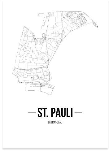 JUNIWORDS Stadtposter - Wähle Deine Stadt - St Pauli - 21 x 30 cm Poster - Schrift B - Weiß