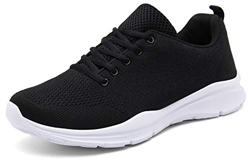 KOUDYEN Laufschuhe Atmungsaktiv Turnschuhe Schnürer Sportschuhe Sneaker für Herren Damen, 40 EU, Schwarz