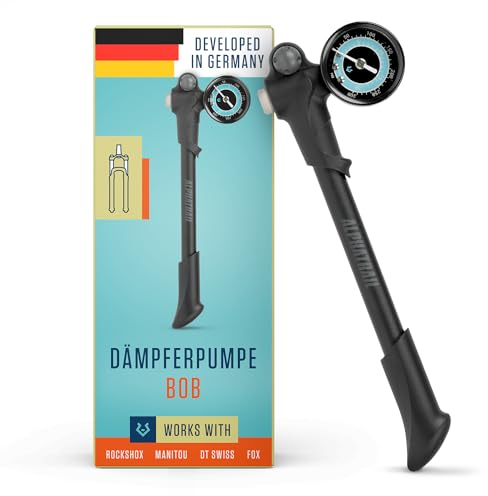 Alphatrail Bomba de Amortiguación Bob - para Todos los amortiguadores de Aire y Horquillas 300 PSI / 20,7 Bar presión I Air Bleeder I Gran manómetro (Ø40mm) I Bomba supsension para RockShox, Fox etc